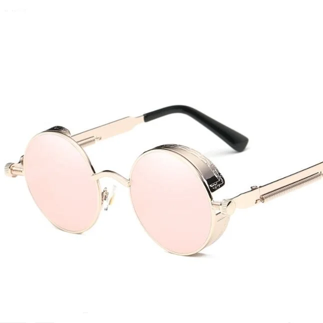 Круглые металлические солнцезащитные очки в стиле стимпанк для мужчин и женщин