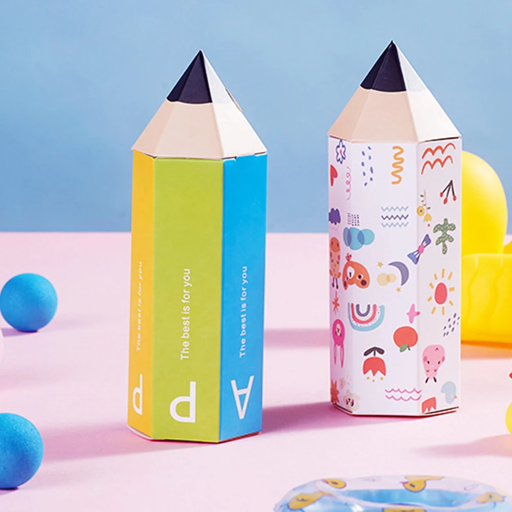 

10pcs Adorable Pencil Shaped Paper Cookie Boxes Creative Paper Packaging Boxes