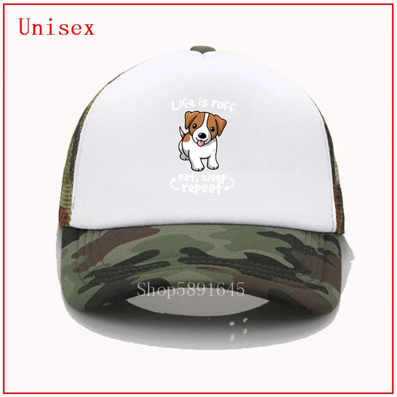 Life is ruff dog kawaii jack russell terrier eat sleep repeat белая бейсболка самые популярные кепки для