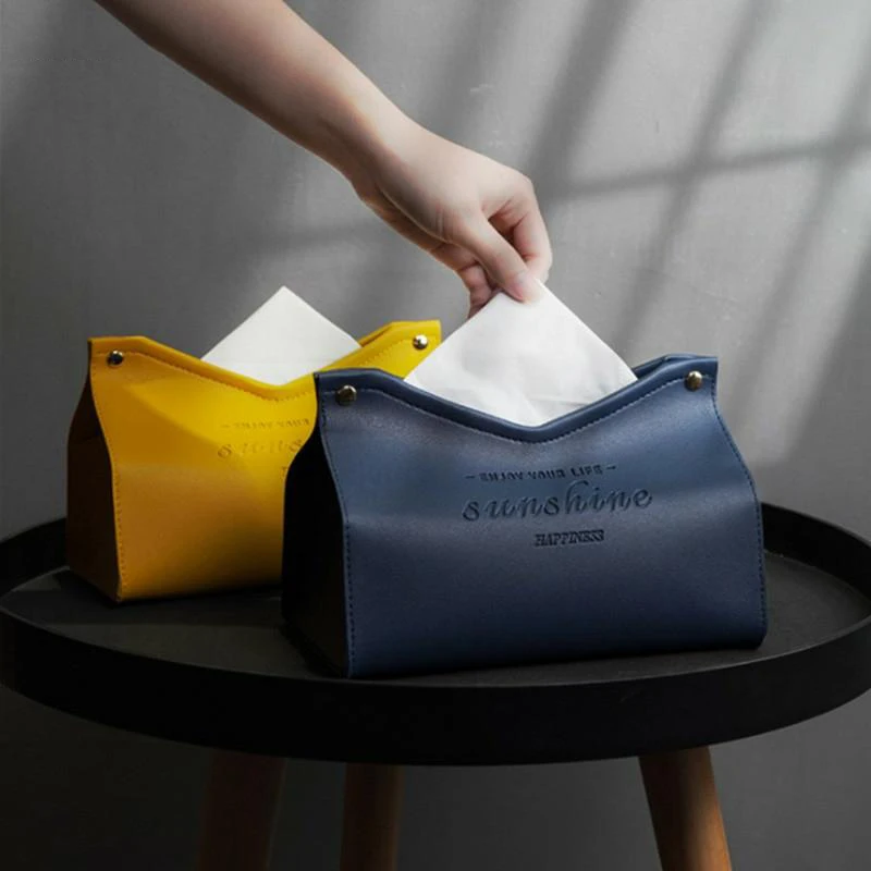 

Leather Tissue Box Car Toilet Pumping box Home Living Room Decoration Bedroom Kitchen Desktop Nordic Large Storage Box Wholesale