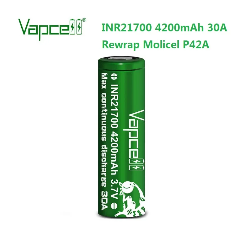 Бесплатная доставка Vapcell INR21700 4200mah 30A 21700 аккумулятор rewrap molicel P42A rechargeable батарея