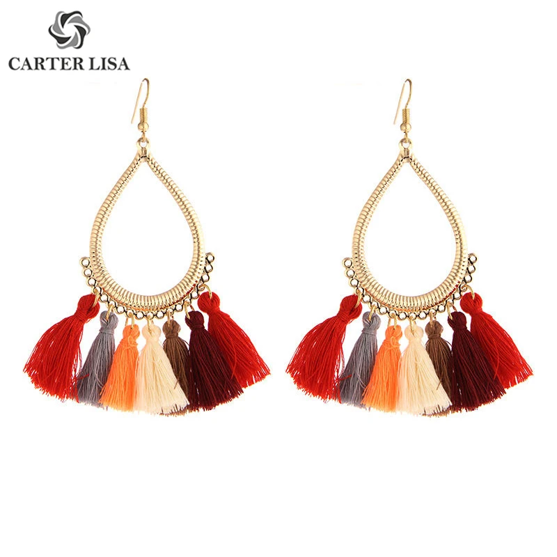 CARTER LISA этнические антикварные длинные золотые Jhumkas цыганские колокольчики Boho Винтажные висячие серьги для женщин цыганские украшения Oorbellen