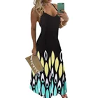 Женские летние платья макси 5XL размера плюс повседневная обувь в богемном стиле с принтом длинное платье сексуальные платья без рукавов с v-образным вырезом Женская одежда платье свободные Vestidos