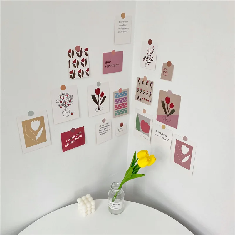 17 листов Ins тюльпан Набор открыток простой стиль цветы английская открытка