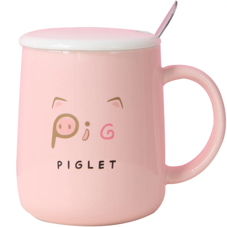 Милая мультяшная кофейная молочная кружка с кроликом большая ложка крышкой