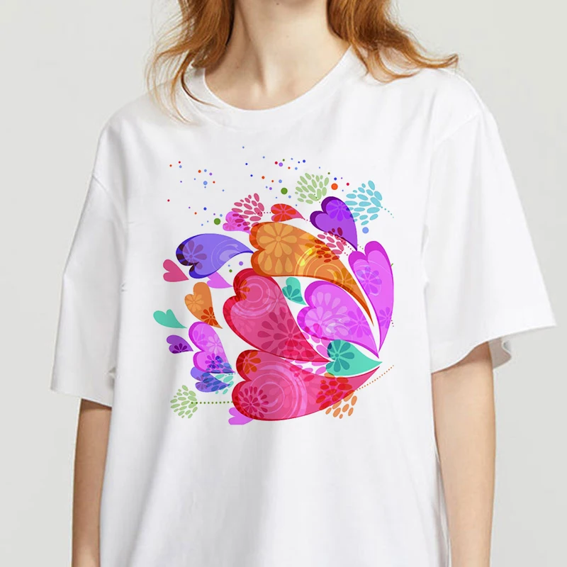 

Women's Wreath T-shirt Flowers Garland Painted clothes ladies short sleeve Kawaii Tees top graphic T-shirt Top Fun Tee T-shirt
