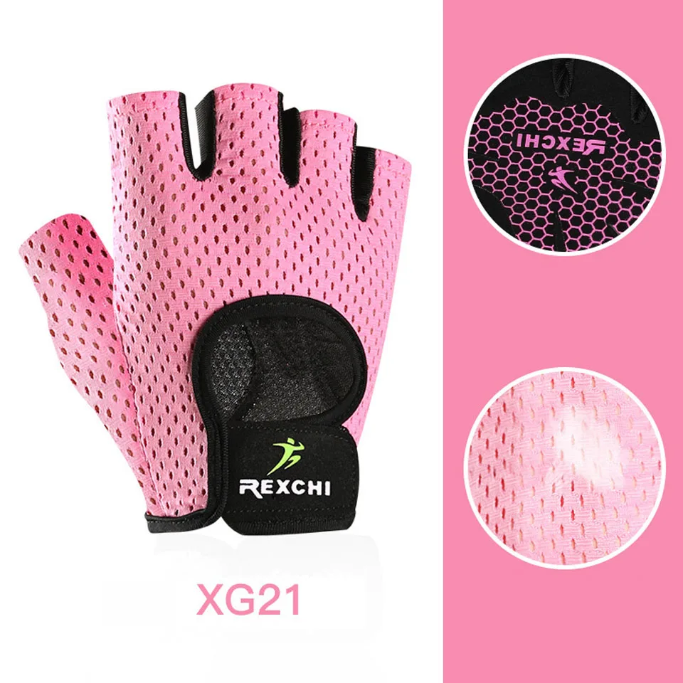 XG21 Pink Спортивная Тяжелая атлетика для занятий йогой для мужчин/wo мужские фитнес-перчатки бодибилдинг, тренировка, дышащие Нескользящие перчатки с половинным пальцем - Цвет: XG21 Pink
