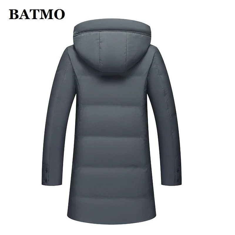 Мужская куртка с капюшоном BATMO зимняя на 90% белом утином пуху теплая большие