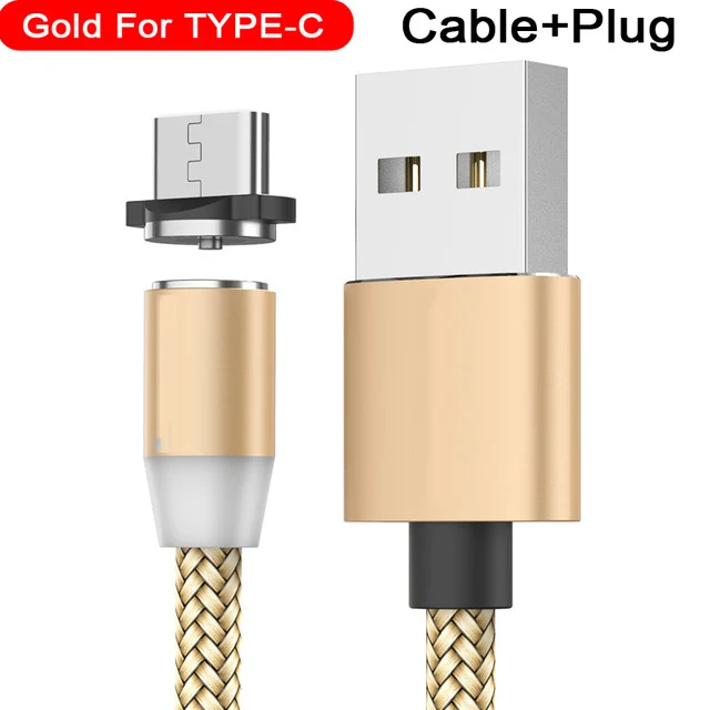 Магнитный usb-кабель для быстрой зарядки USB type C кабель магнитное зарядное устройство для зарядки данных Micro usb кабель мобильного телефона кабель USB шнур - Цвет: For Type C Gold