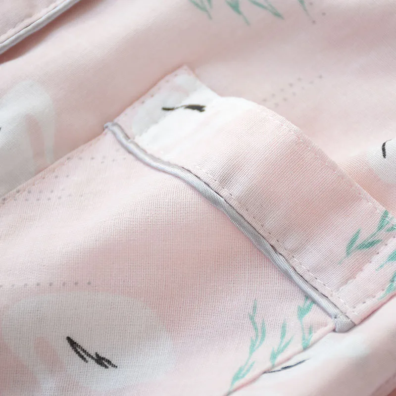 Женская пижама из 100% хлопка марлевая Пижама женские брюки с коротким рукавом