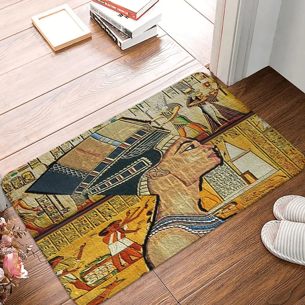 

Деревянный Египетский Придверный коврик, прямоугольный вход в ванную комнату, элегантный Африканский Противоскользящий напольный коврик, ...