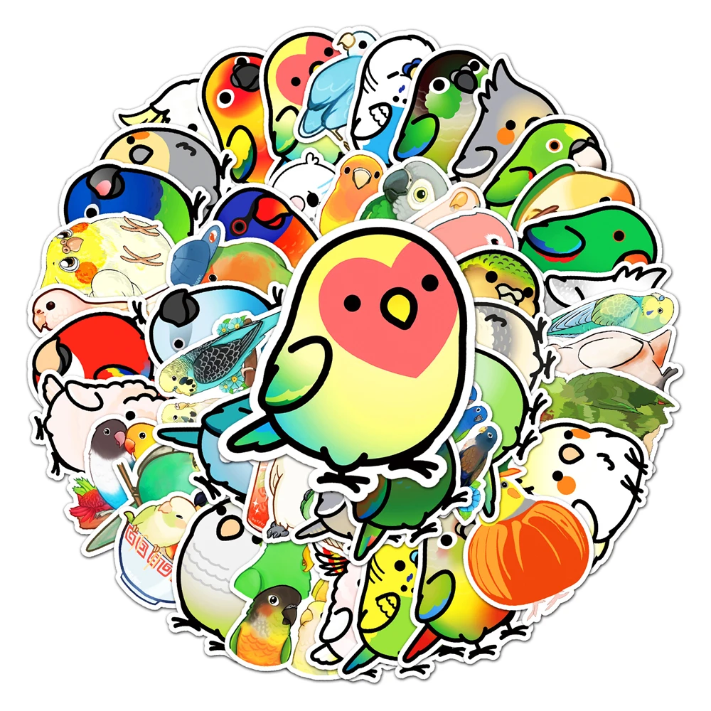 

10/30/50 Pcs Cute Parrot Bird Cartoon Graffiti Stickers Laptop Fridge DIY Guitar Luggage Phone Sticker Kid Toy Gift Pet Party