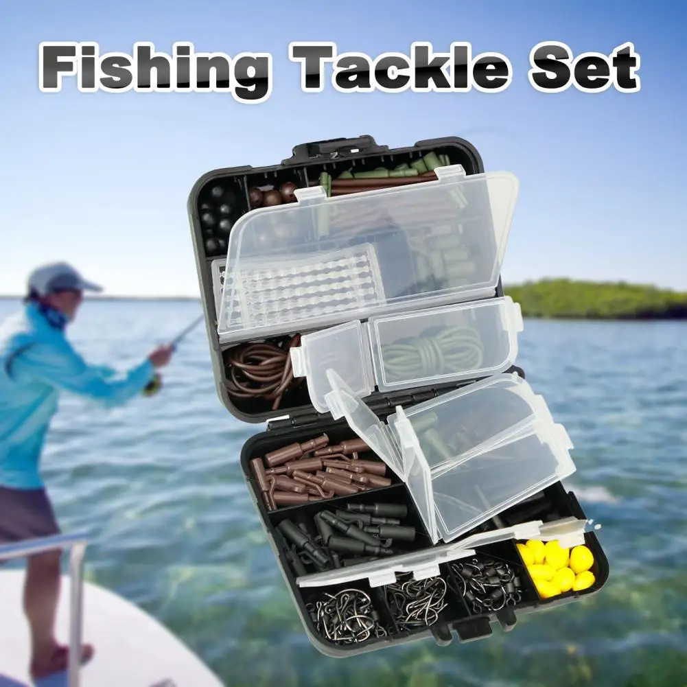

Plastic 272Pcs/Set High-quality Practical Fishing Tackle Box Black Fish Hook Accessories Set Durable for Fishing