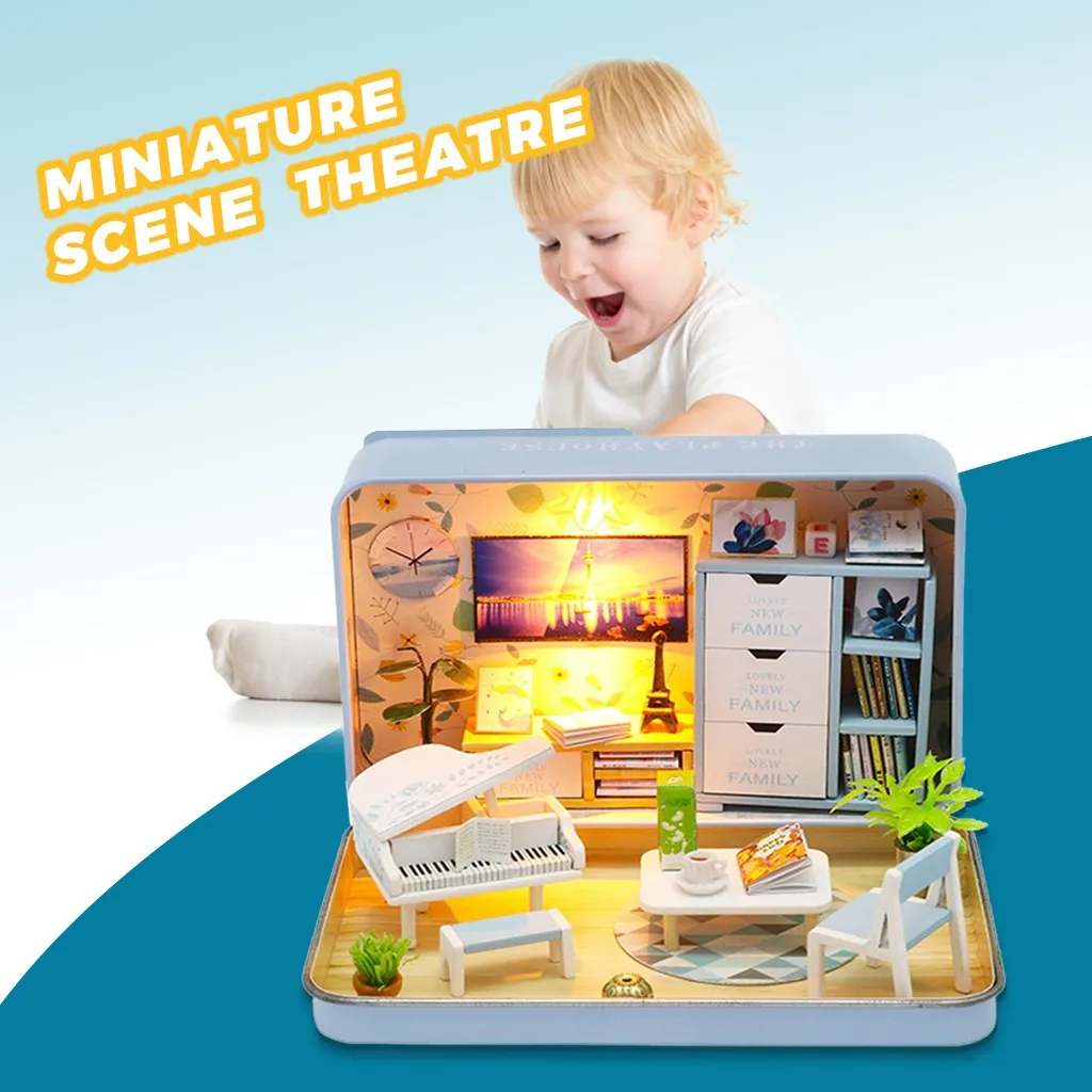 Миниатюрная деревянная коробка пазл для театра кукольный домик сделай сам