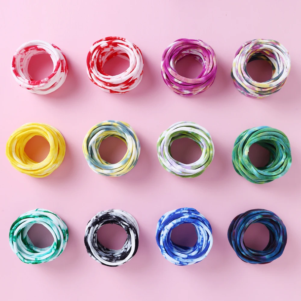 

10pcs Soft Nylon Headband Elastic Head Bands For Girls Newborn Headwraps Baby Girl Accessories Toddler Tie Dye Cute Headwear