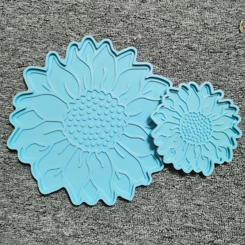 

2 Pcs DIY Sun Flower Tray Epoxy Resin Mold Serving Plate Casting Silicone Mould P9YF