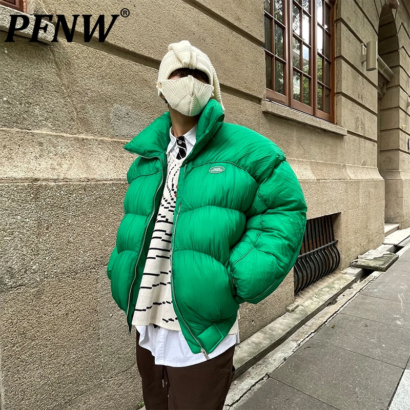 

PFNW Winter New Cotton Clothes Lovers Men's Fashion Design High Street Coat Ins Chic Warm Male Parka Jacket Red Hip Hop 21A6267