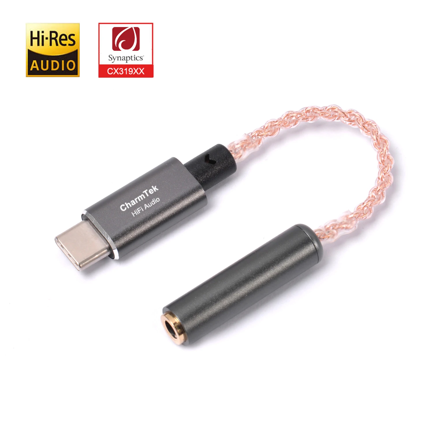 

Усилитель для наушников CharmTek Hi-Fi DAC Pro Type-C на аудиоадаптер 3,5 мм, 32 бит/384K для Samsung, Huawei, Xiaomi