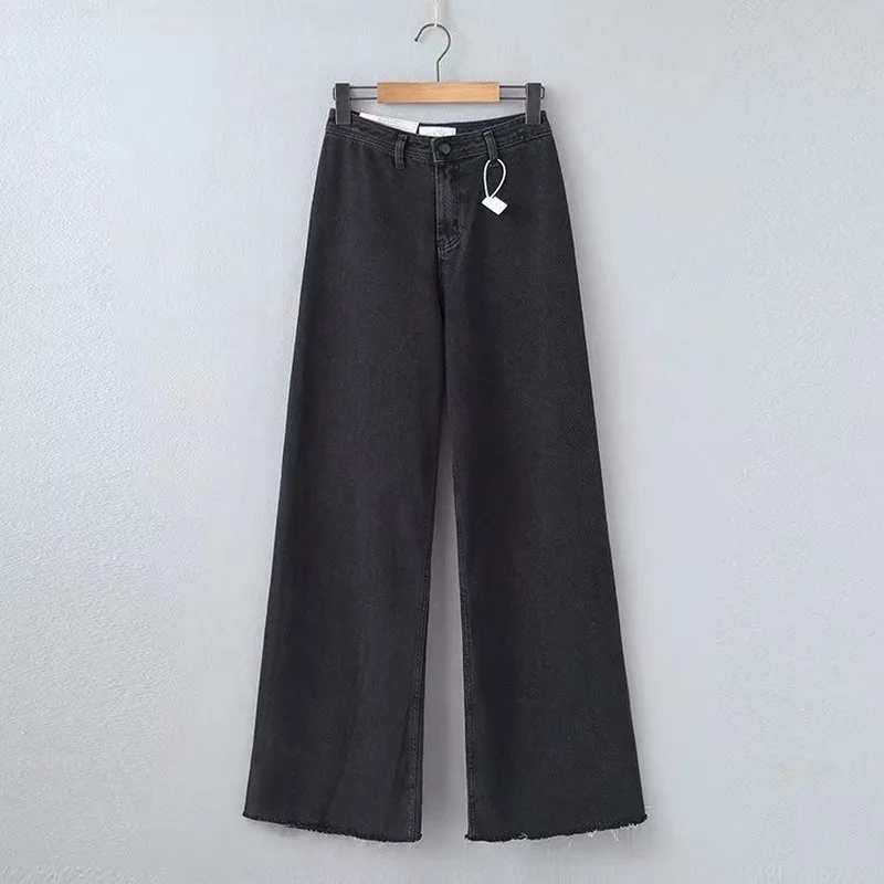 

Lugentolo Jeans Woman Wide Leg Pants Summer New Cotton Fashion Wash Drape Zipper Fly Mid Waist Loose Streetwear