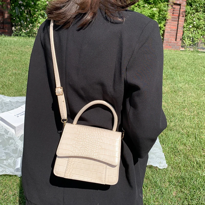 

Fashion Design Women Small Handbags Crocodile Pattern PU Leather Ladies Crossbody Bags Vintage Female Small Square Shoulder Bags