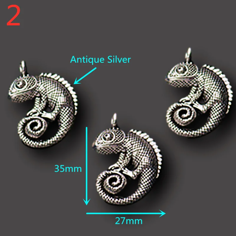4 шт. посеребренные металлические подвески хамелеоны из сплава модные серьги
