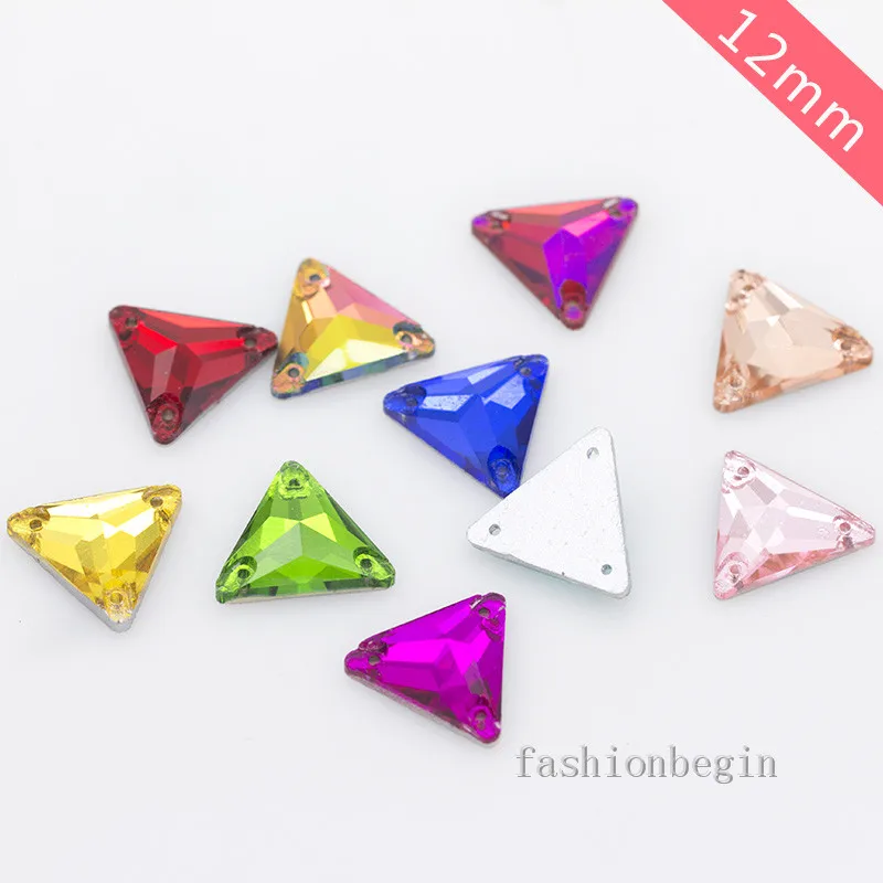 48p 12 мм треугольный цвет пришивной стеклянный камень с плоским основанием