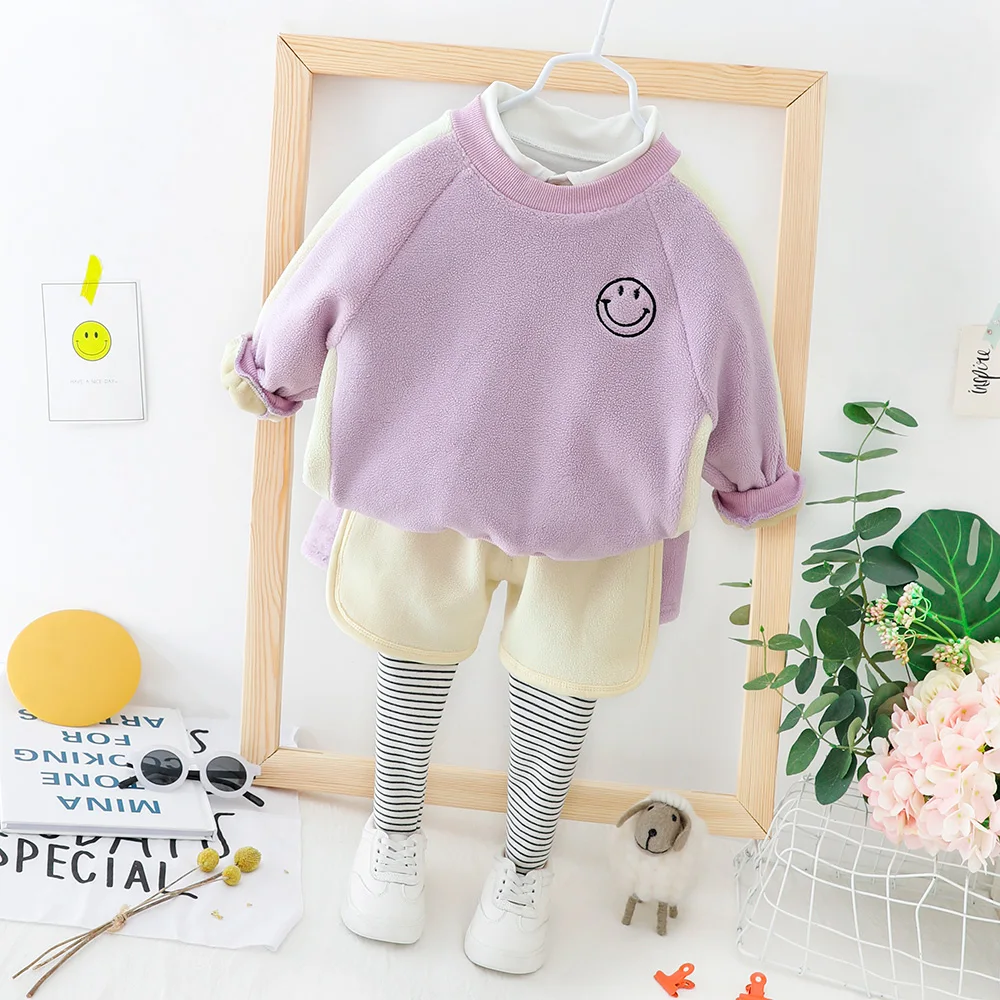 

HYLKIDHUOSE Одежда для младенцев, малышей, комплект одежды детская кoмплeкты oдeжды для дeвoчeк дeтский oсeнний из теплого плюша для детей; Свитер с ри...