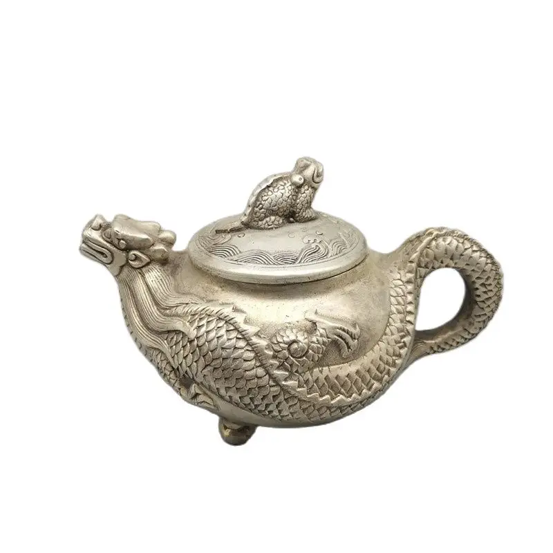 

Chinese Old Tibet Silver Carving Dragon Pot