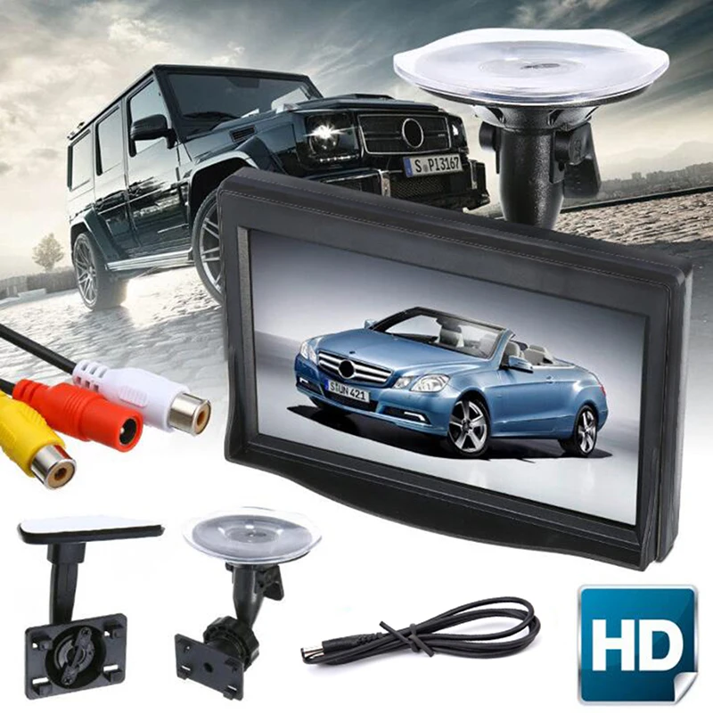 Высокое разрешение 5 дюймов TFT lcd Автомобильная цветная HD присоски на монитор