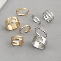 gold silver color dolphin rings men punk anillos geometric anel hollow contour delphis ring set for women fashion jewelry making