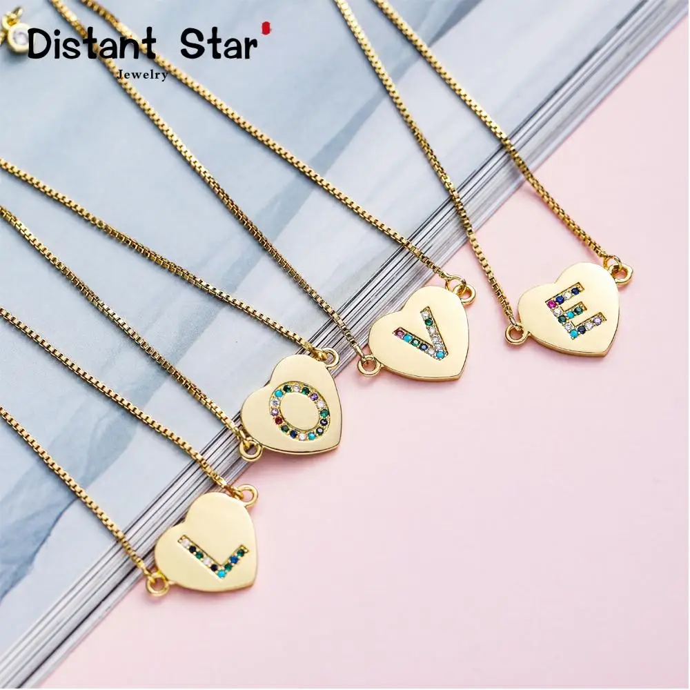 Женский A Z в форме сердца с буквенным алфавитом браслет Золотой змеиной цепочкой