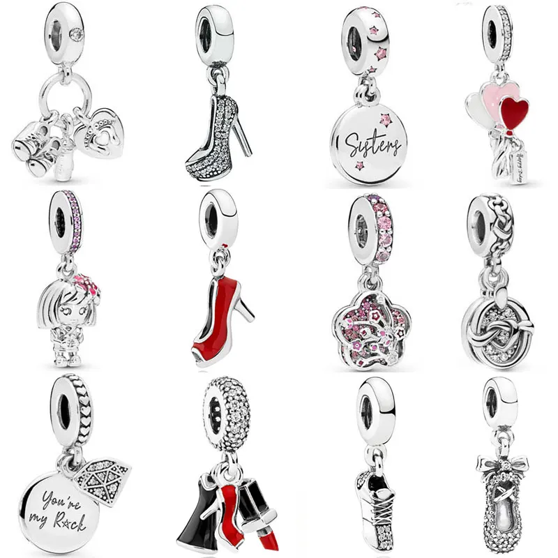 

Stiletto Forever Sisters Little Baby Peach Blossom Girl Pendant Beads Fit Europe Bracelet 925 Sterling Silver Charm DIY Jewelry