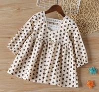 Polka dot pattern princess dress for girls Spring-Autumn long sleeve dress with bowknot Kids soft dress