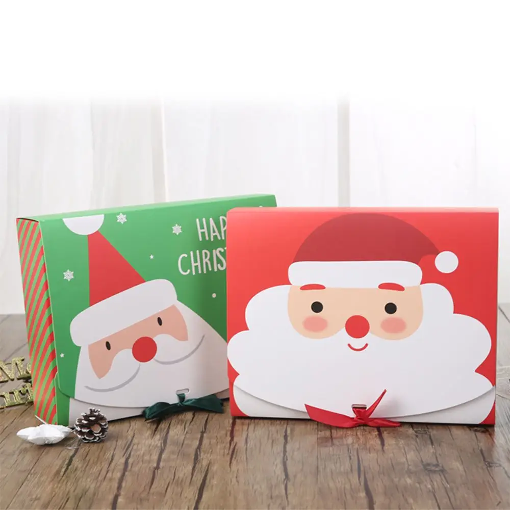 

10PCs Party Supplies Paper Party Decoration Happy New Year Merry Christmas Box Santa Gift Packaging Square Candy Box