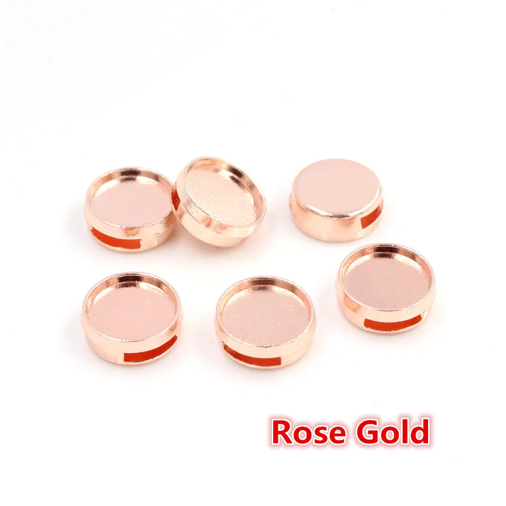 Rose Gold 16 шт 12 мм Внутренний Размер 6 цветов модный стиль кабошон базовая Камея Подвески для 8 мм кожаный браслет - Цвет: Rose Gold