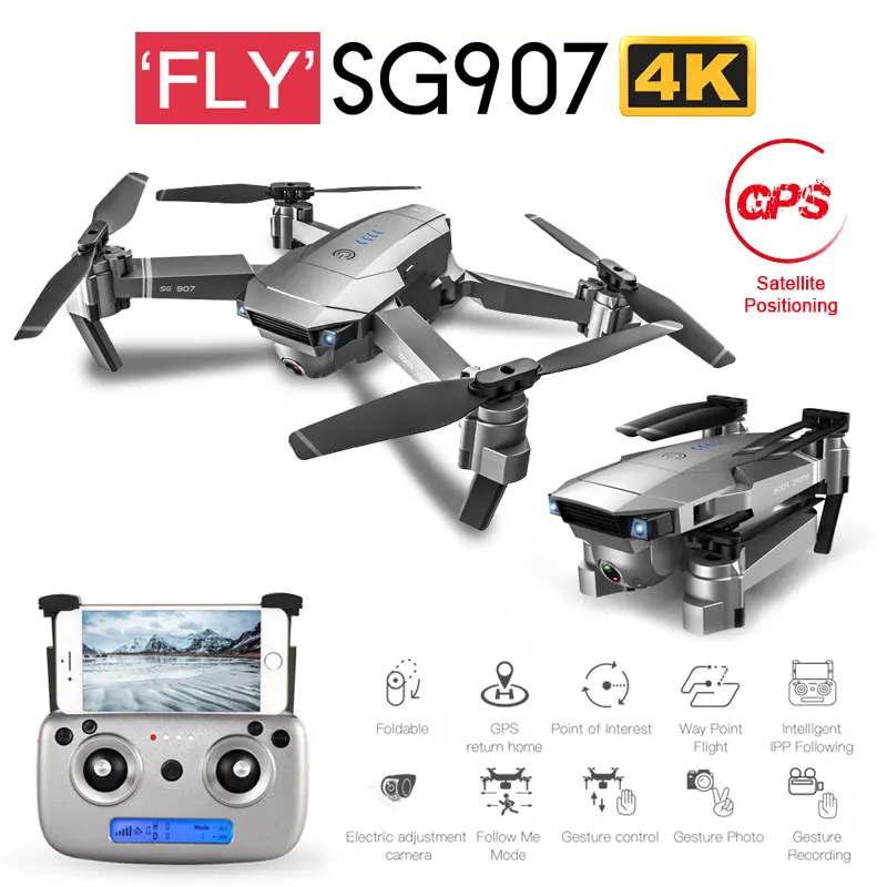 Новинка SG901 SG907 GPS RC Квадрокоптер с Wi Fi FPV 1080P 4K HD Двойная камера оптический поток