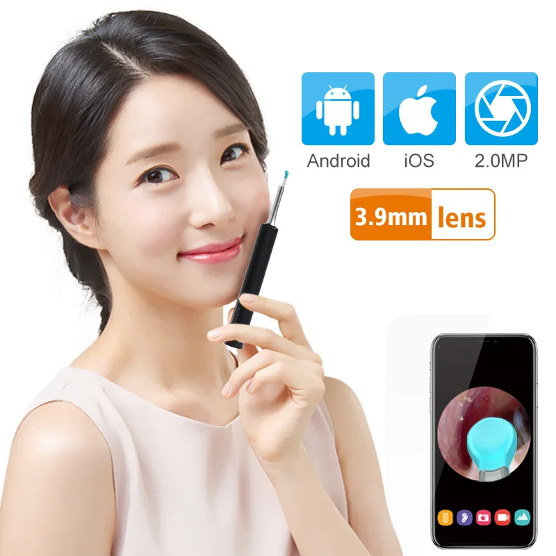 Wi Fi камера для ушей Новая усовершенствованная 3 9 мм визуальная HD ушной эндоскоп