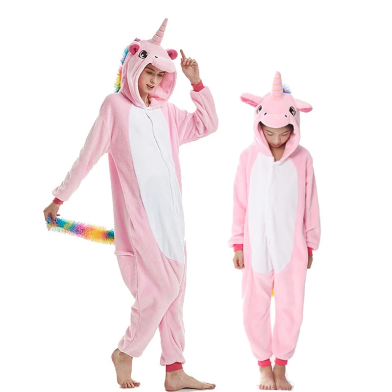 Kigurumi/костюм для детей и Adlut одинаковые пижамы всей семьи одежда сна мамы с