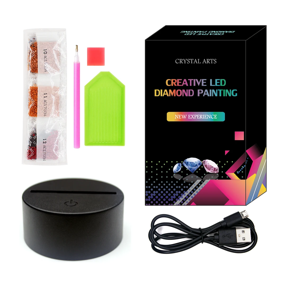 

New Design Diy Animal Led Light Pad Diamond Mosaic Cross Stitch Round Shiny Diamond Birthday Gift For Home Decoratiom DP04