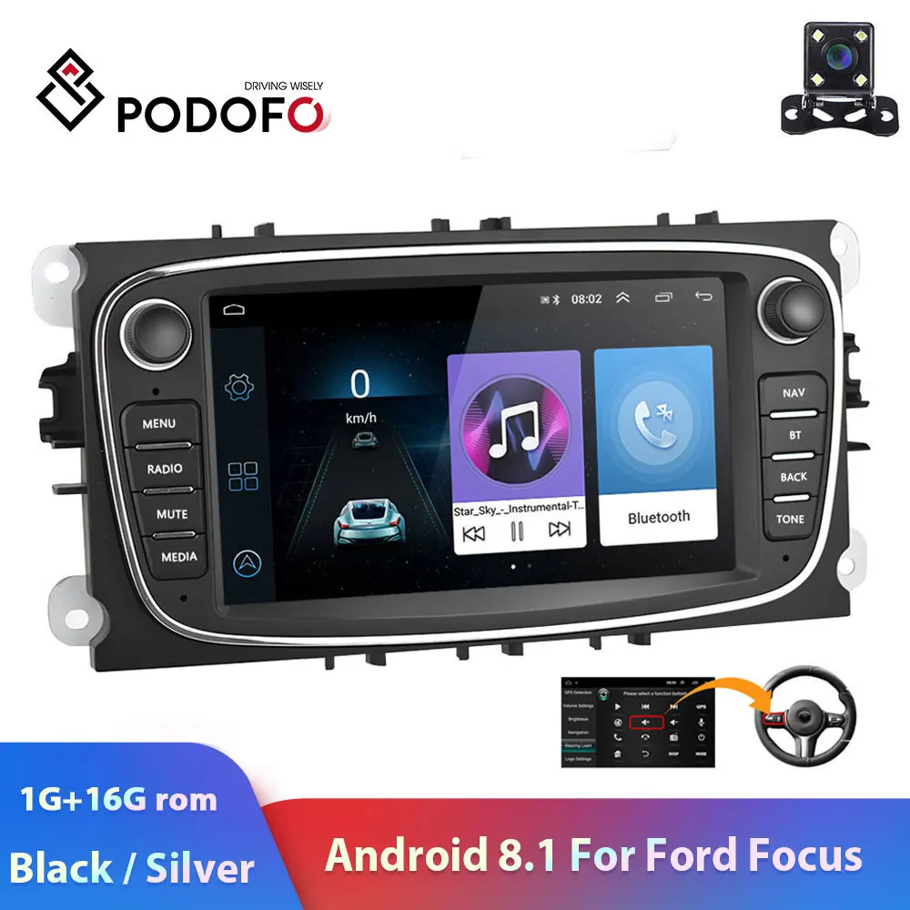 Podofo 2 DIN 7 &quotAndroid 8 1 автомобиль радио gps мультимедийный проигрыватель навигации для