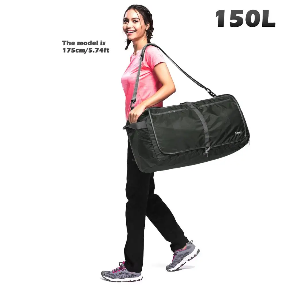 Gray 150L Gonex 100 л дорожная сумка для багажа 210D нейлоновая Женская и мужская дорожная сумка для путешествий Сверхлегкая складная сумка для отдыха и деловой поездки - Цвет: Gray 150L