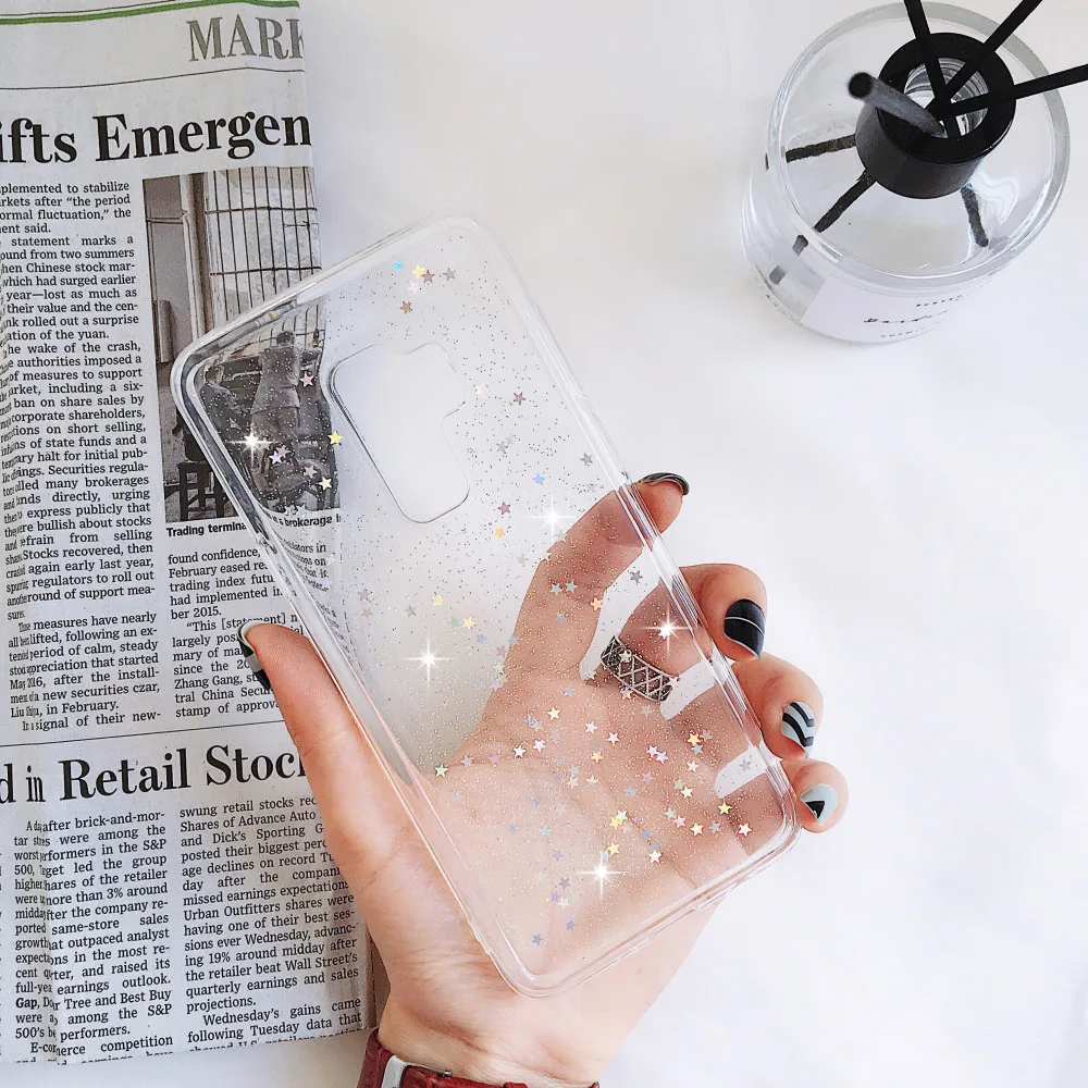 Тонкий мягкий ТПУ чехол LLZ.COQUE со стразами для Samsung S8 Plus S10 S10E S7 Edge Note 10 9 блестящий