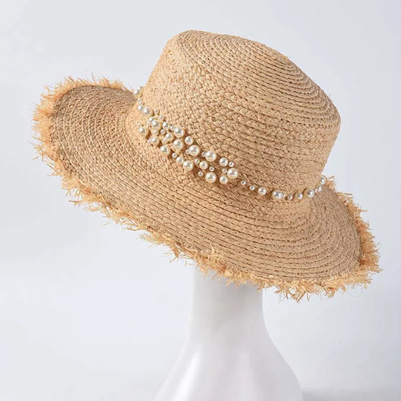 

Шляпа от солнца Fibonacci для женщин, модная Соломенная Панама из рафии, в элегантном стиле Хепберн, плоская, для отдыха, пляжа, шляпа от солнца