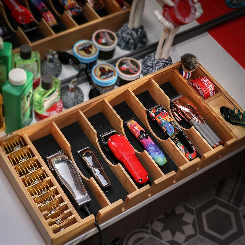 

Barber Nanmu Wood Tray Case Salon Storage Tools Box Case Apply To Place Haircut Tools Hair Clipper Brush Guide Combs Hair Wax
