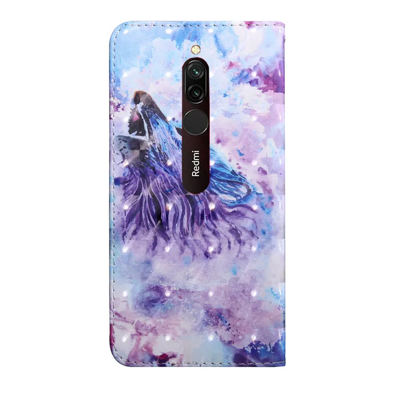 Кожаный чехол для Xiaomi Redmi 8A с 3D волком откидной Чехол кошелек Fundas 8 сумка оболочка