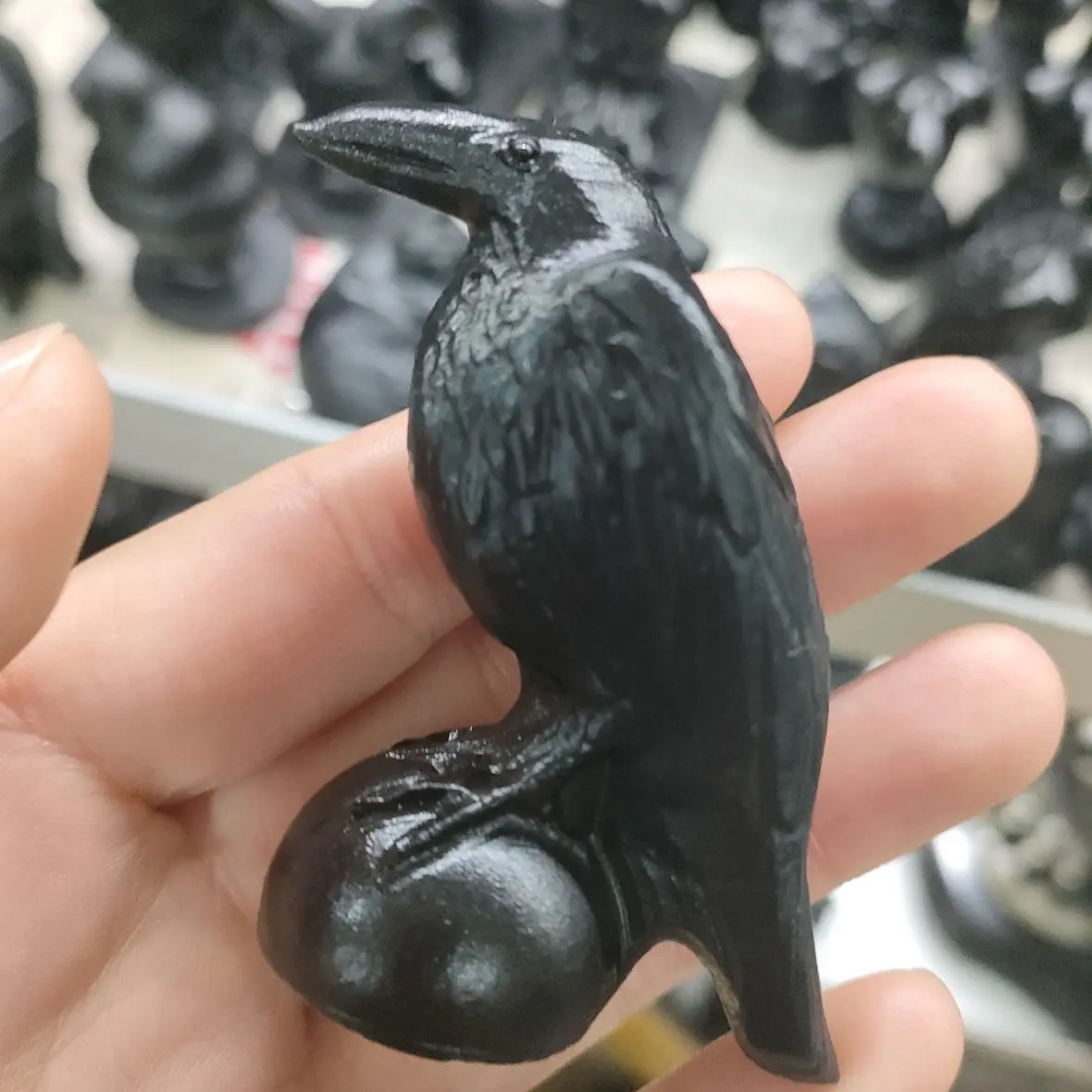 1 шт. натуральный обсидиан кварц животное птица ручная резка кристалл