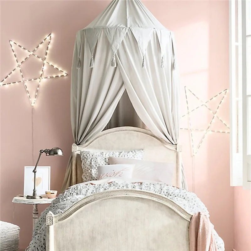 INS Children's Tent Toys Tipi Canopy Bedcover Mosquito Net Curtain Round Dome Princess Room Decoration Pennants Lace | Игрушки и