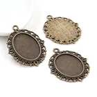 10 шт. 18x25 мм Внутренний размер античные бронзовые цветы стиль Камея Кабошон основа Установка Подвески ожерелье Фурнитура (C3-03)