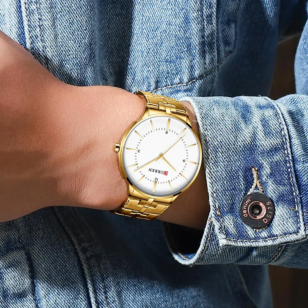 CURREN Reloj Hombre новые мужские часы из нержавеющей стали мужские наручные часы спортивные водонепроницаемые кварцевые мужские часы Montre Homme