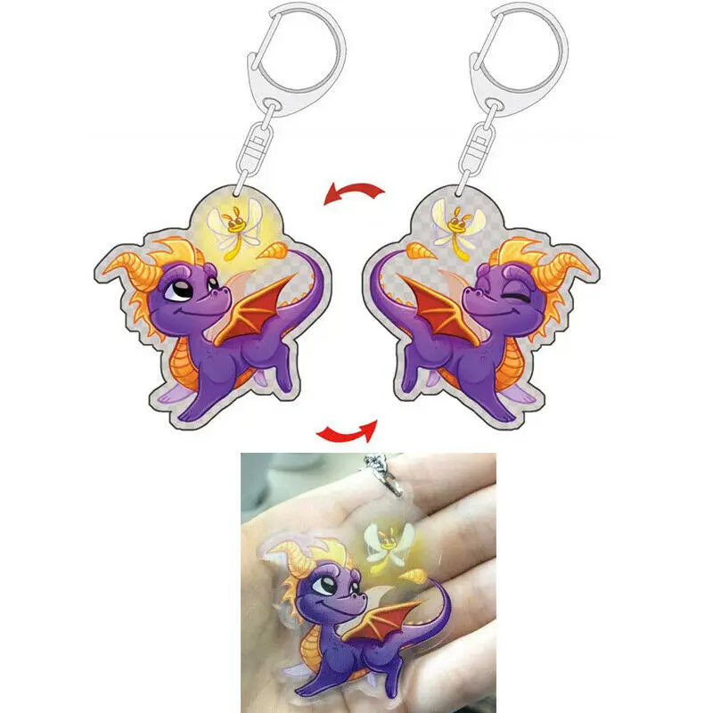Двухсторонний акриловый брелок фигурка дракона Spyro|Игровые фигурки и
